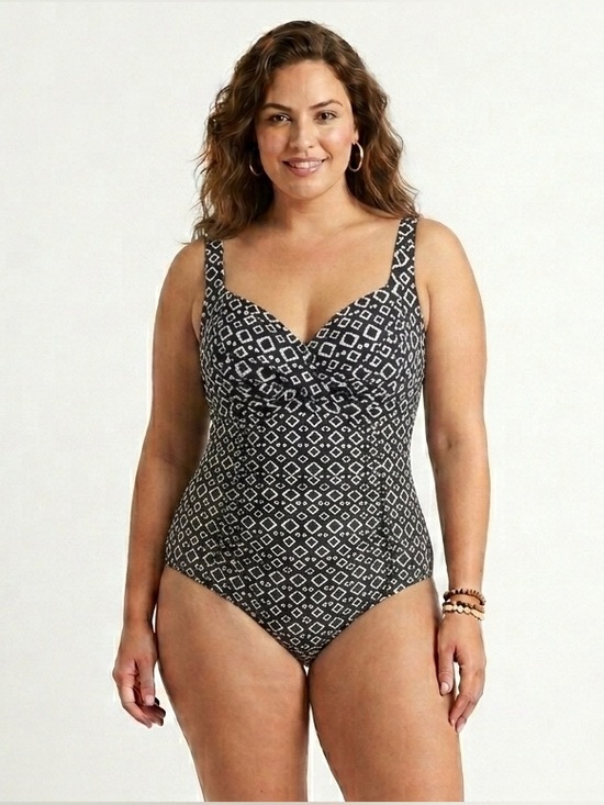 Miraclesuit Other - Miraclesuit Black White Geometric One Piece Swimsuit Size 16 (see measurements)